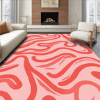 Coral Wavy Abstract Line Design Rug