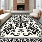 Classic Black Intricate Floral Rug