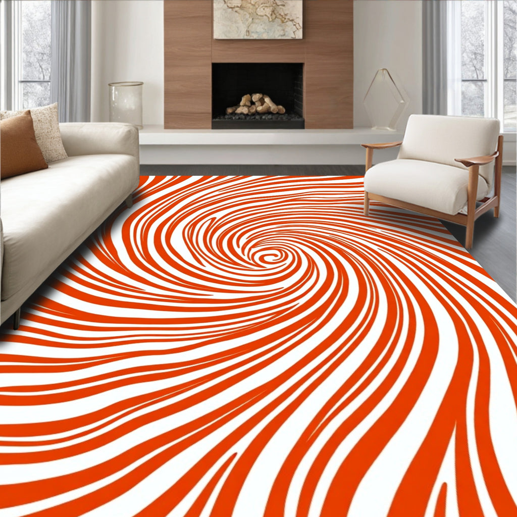 Vibrant Swirl Orange Design Rug
