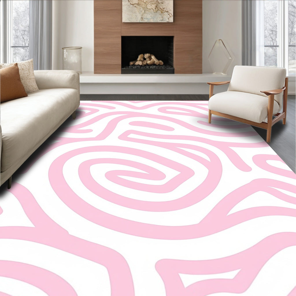 Blush Swirl Abstract Pattern Rug