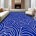 Bold Blue White Abstract Intertwined Rug
