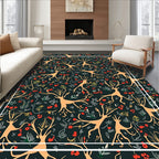 Whimsical Woodland Creatures and Berry Pattern Rug