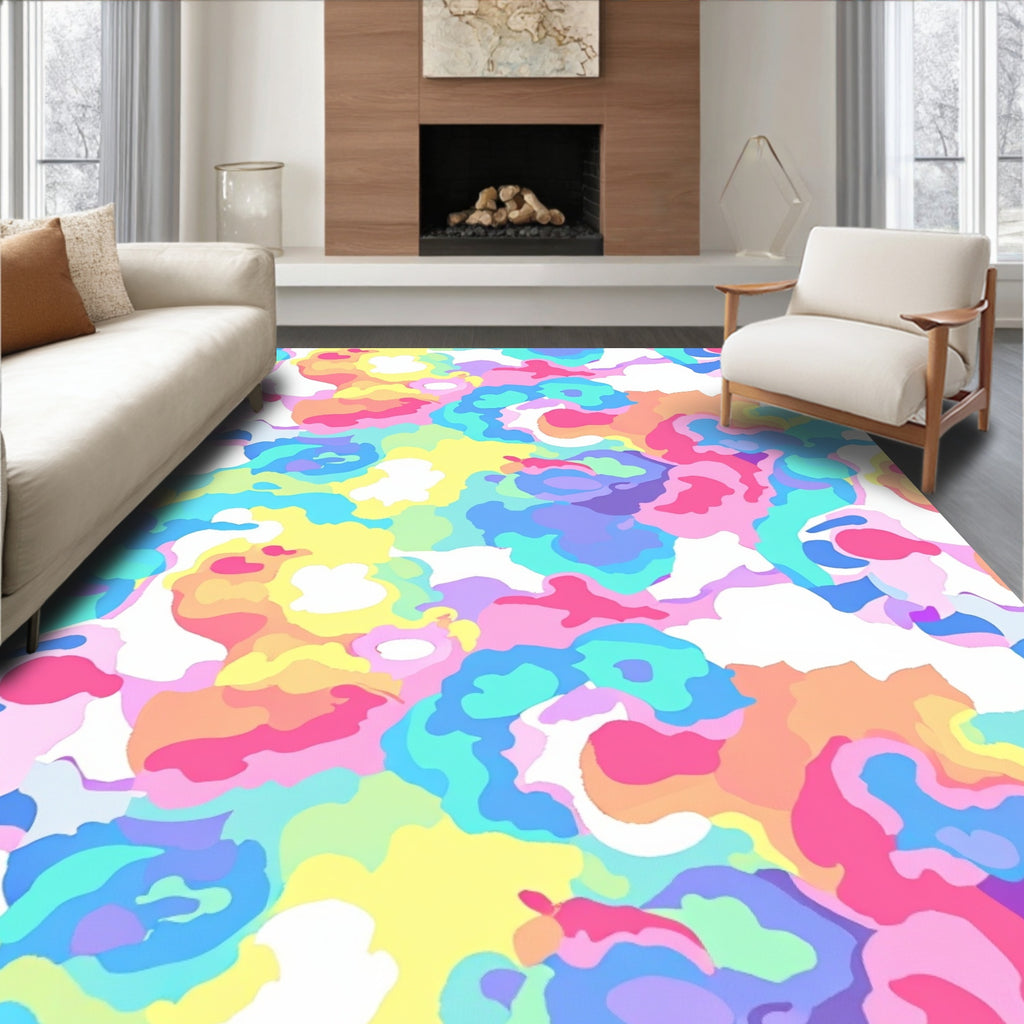 Abstract Swirl Bright Colors Rug