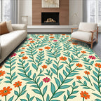 Whimsical Floral Botanical Pattern Rug