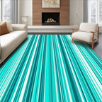 Aqua And White Vertical Stripe Rug