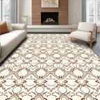 Brown Outline Organic Geometric Design Rug