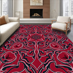 Crimson Swirl Abstract Decorative Rug