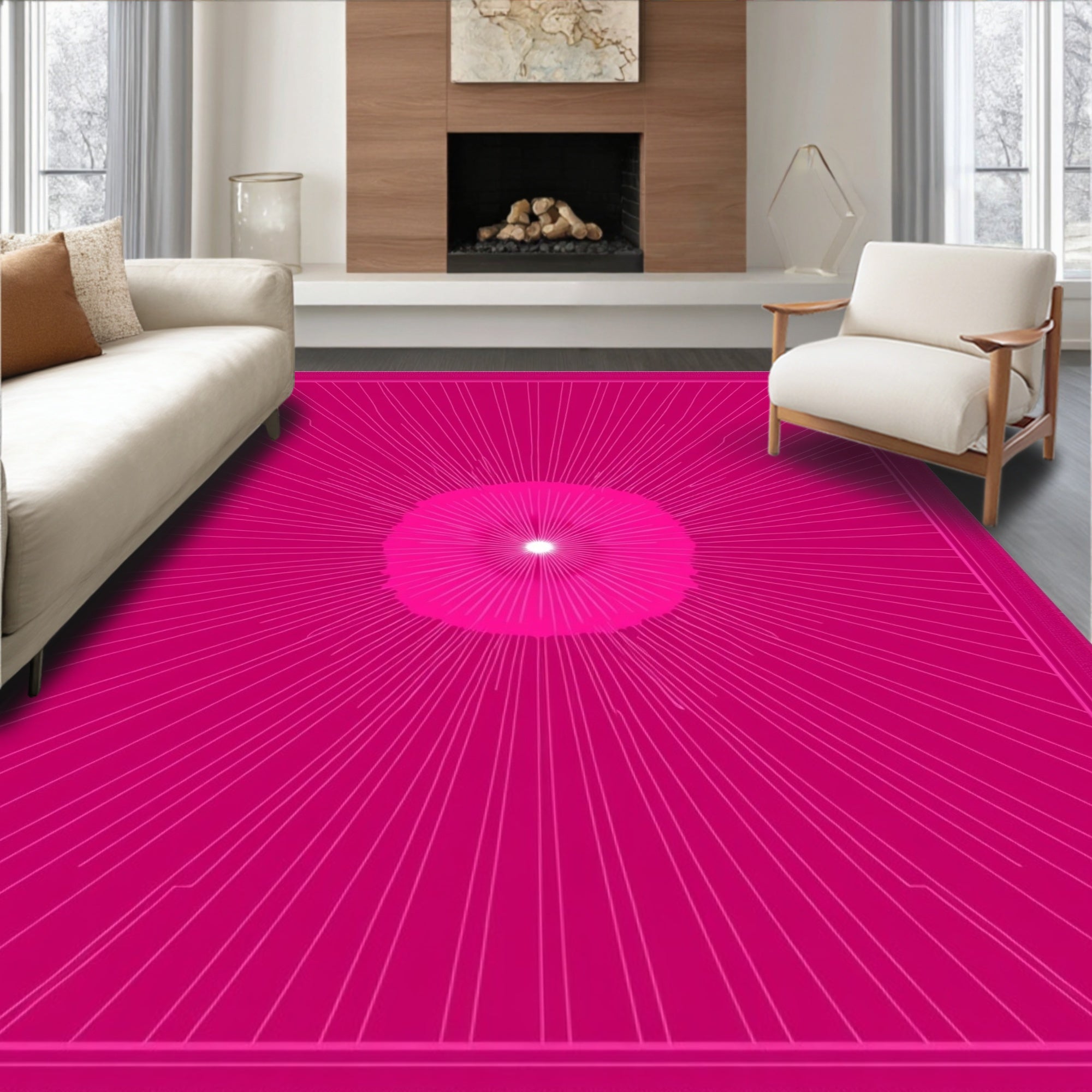 Radiant Geometric Abstract Pink Rug