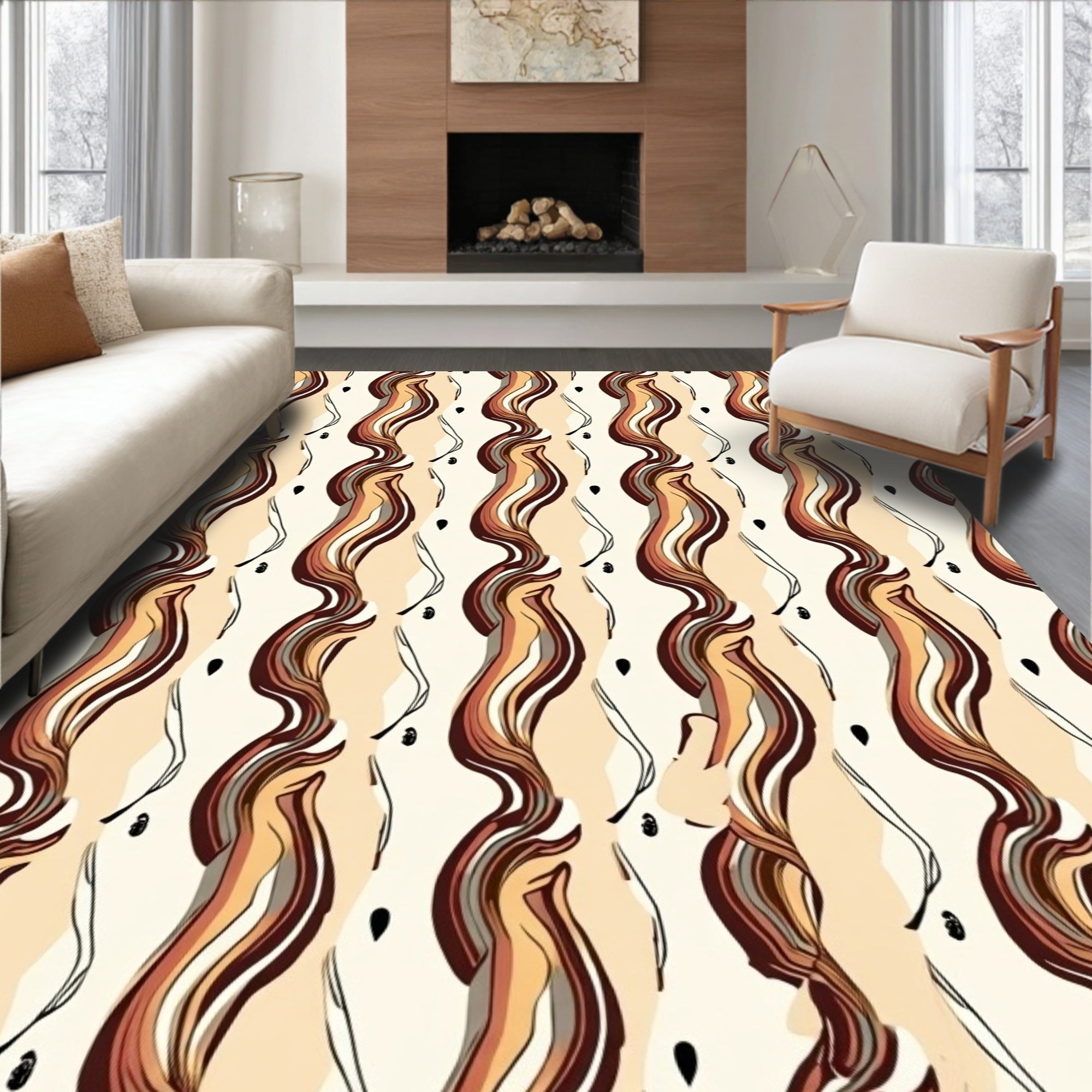 Organic Flowing Stripes Dots Rug