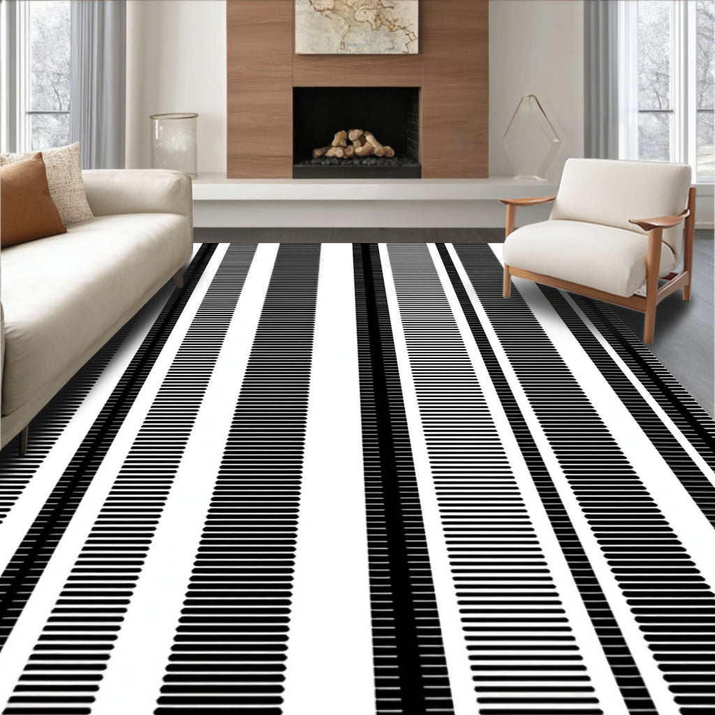 Mono Stripe Textured Pattern Rug