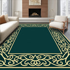 Ornate Cream Swirl Border Design Rug