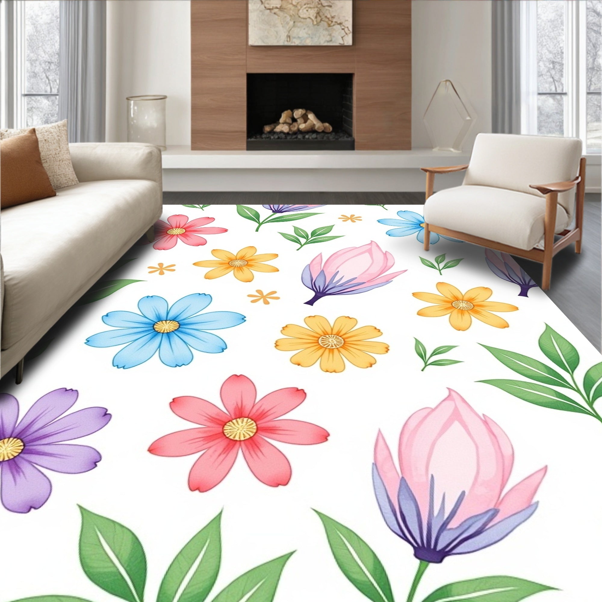 Floral Delight Patterned Accent Rug
