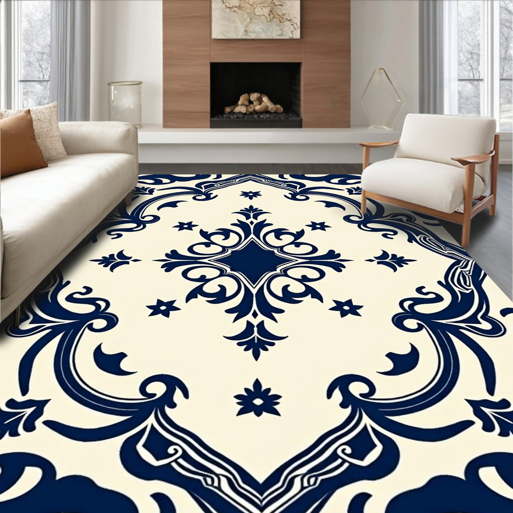 Classic Scrollwork Floral Design Rug