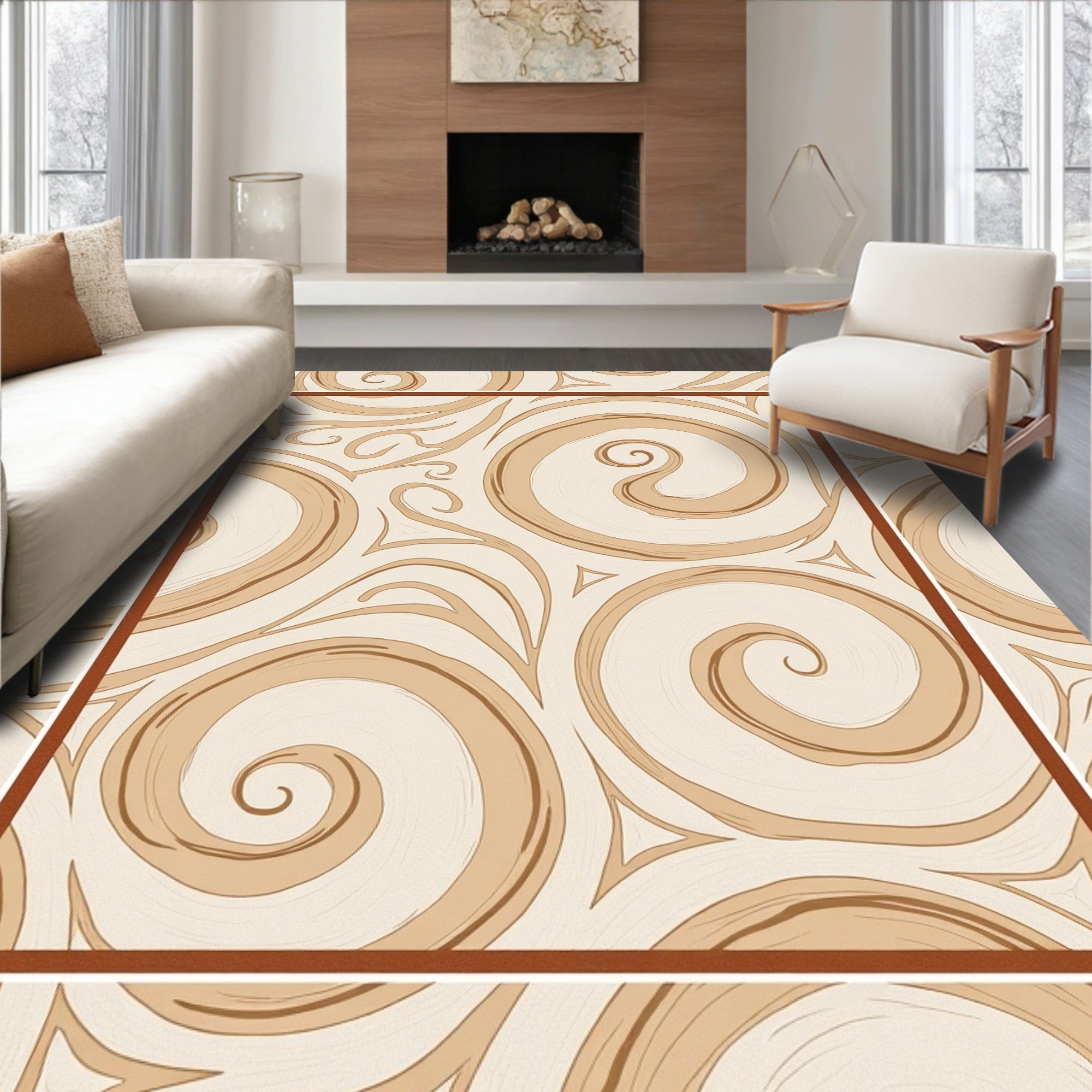 Swirl Pattern Neutral Tones Rug