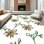 Golden Floral Vine with Green Leaves Rug