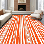 Orange White Dynamic Striped Design Rug