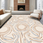 Abstract Cream Swirls with Brown Blue Rug