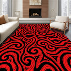Red Swirl Abstract Lines Rug