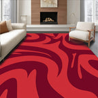 Bold Red Swirl Pattern Rug