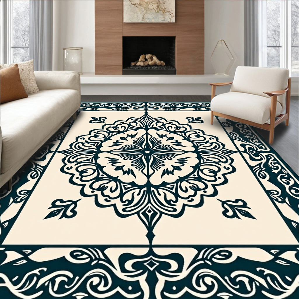 Damask With Intricate Symmetry Pattern Rug