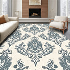Damask Inspired Floral Scroll Pattern Rug