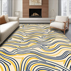 Abstract Yellow Flowing Line Design Rug