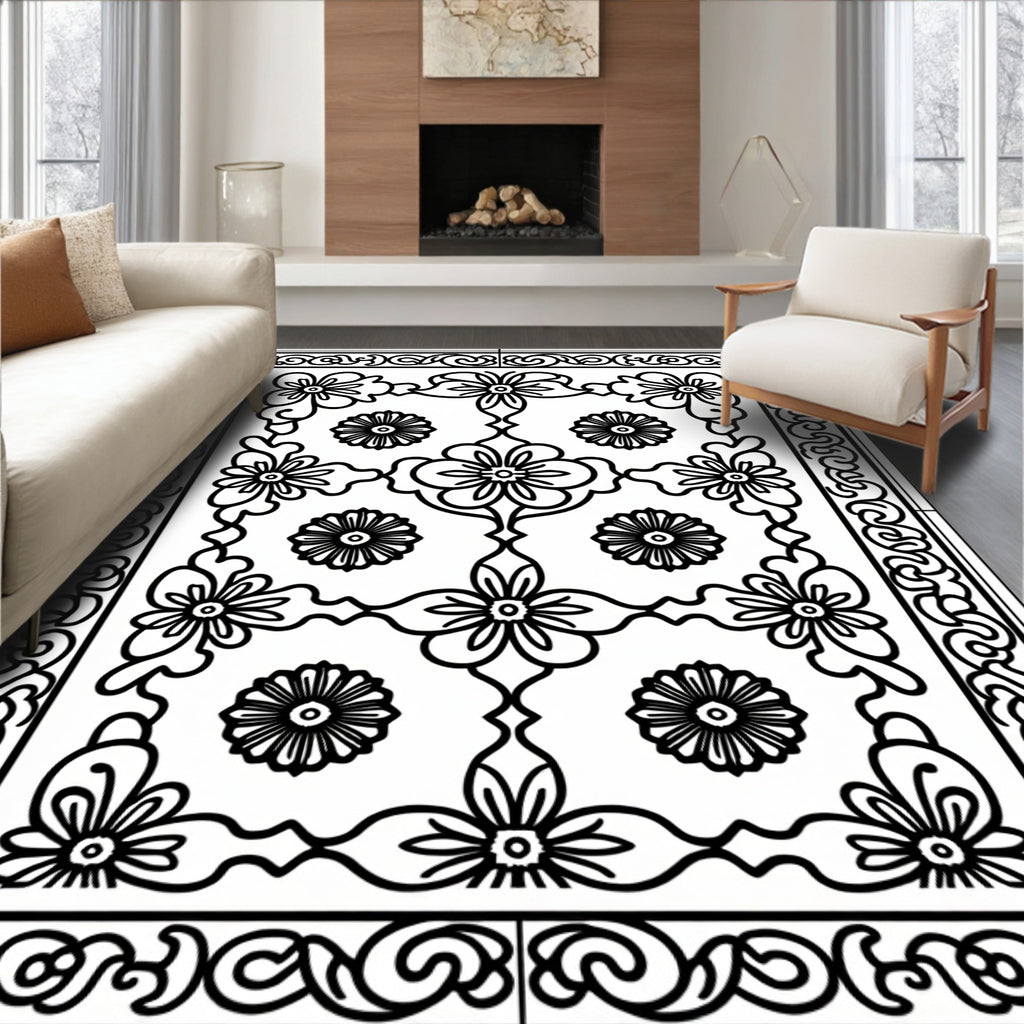 Floral Swirl Classic Motif Rug