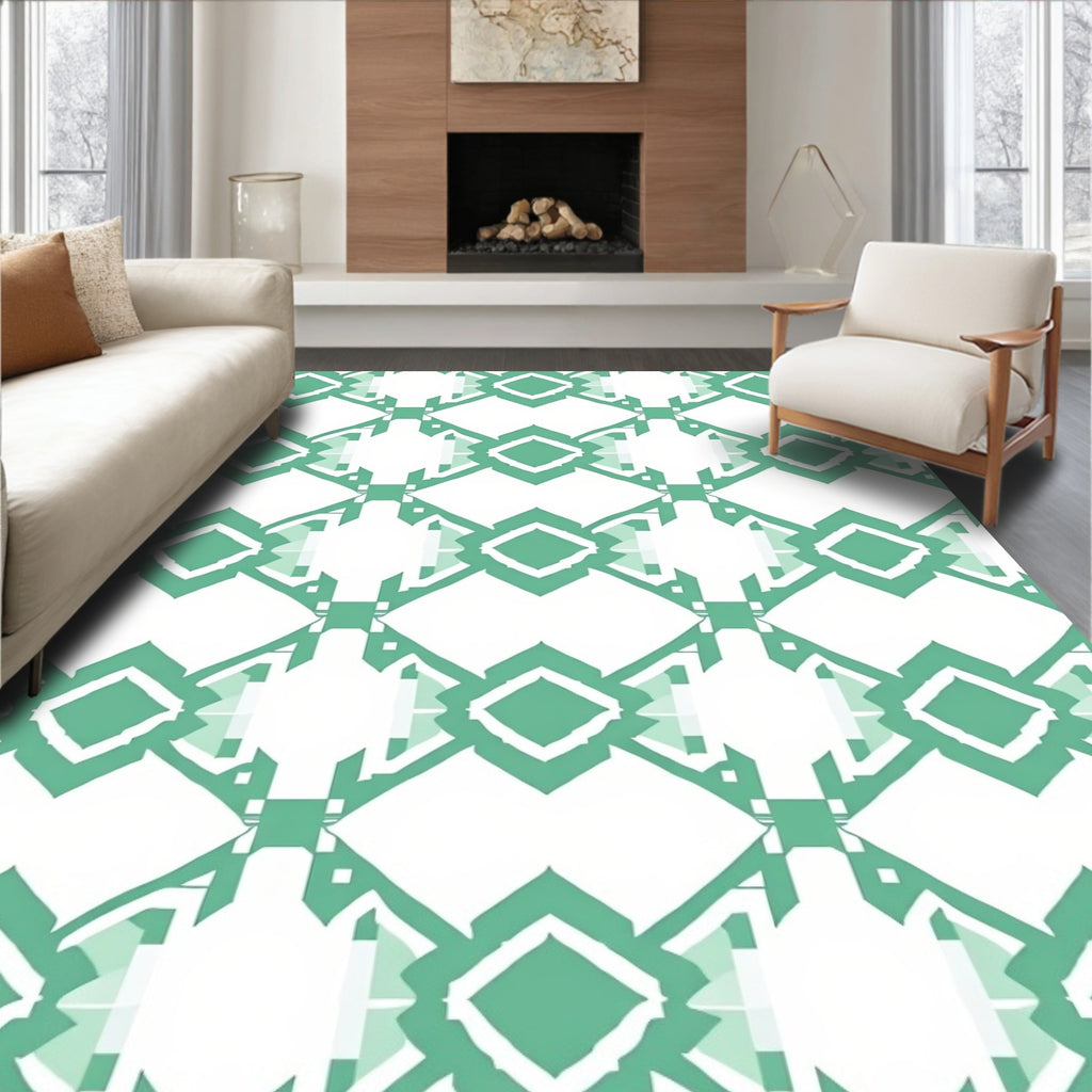 Teal Diamond Contemporary Pattern Rug