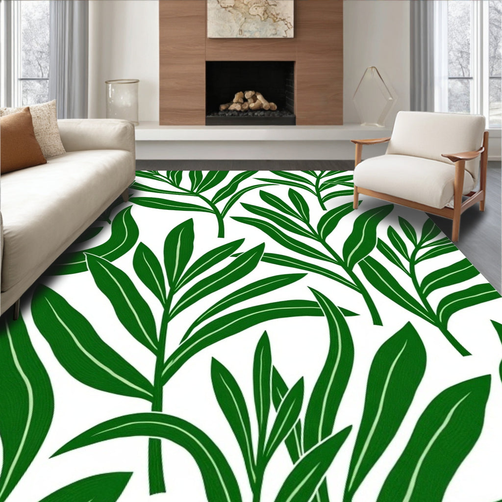 Green Leafy Pattern Rug