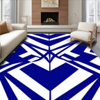 Sharp Blue White Geometric Abstract Design Rug