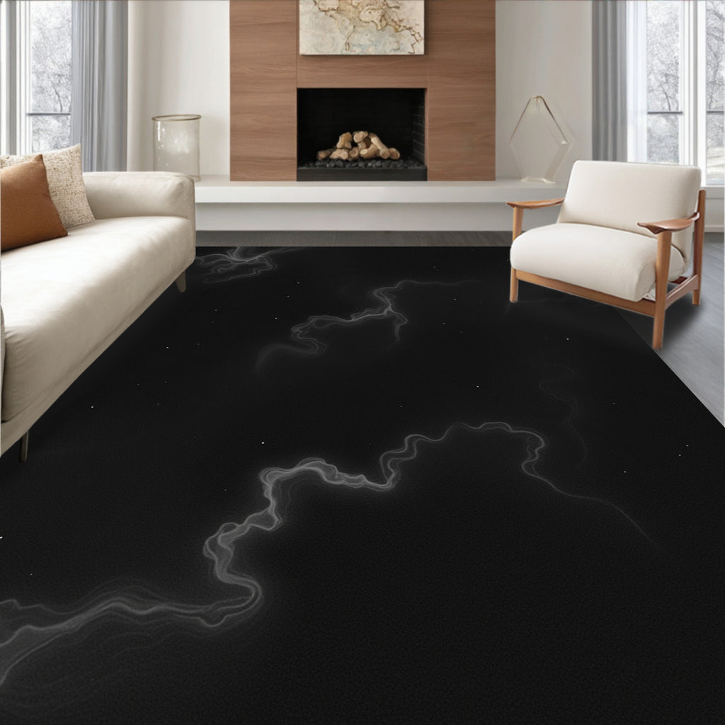 Dark Smoke Star Pattern Rug