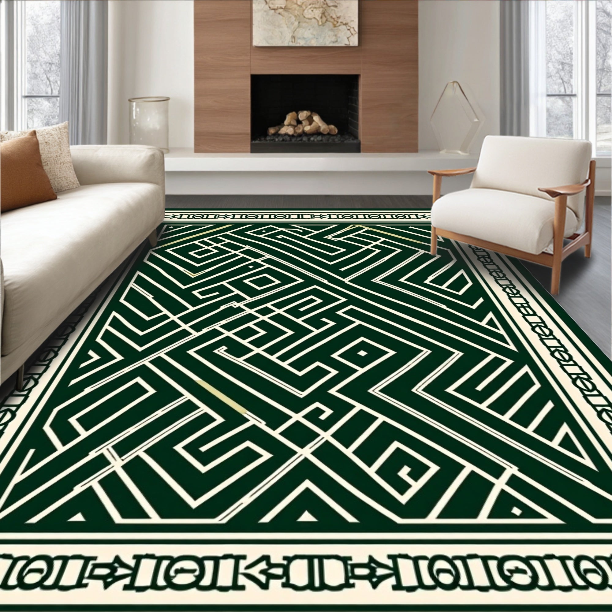 Geometric Maze Patterned Rug