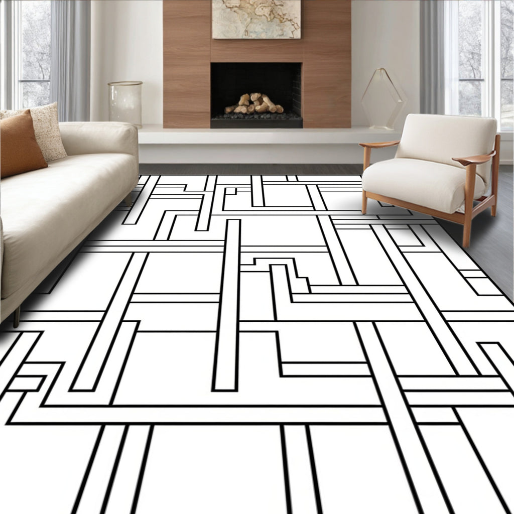Abstract Linear Intersecting Lines Design Rug