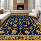 Golden Floral Lattice Pattern Rug