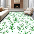 Green Leafy Stem Pattern Rug