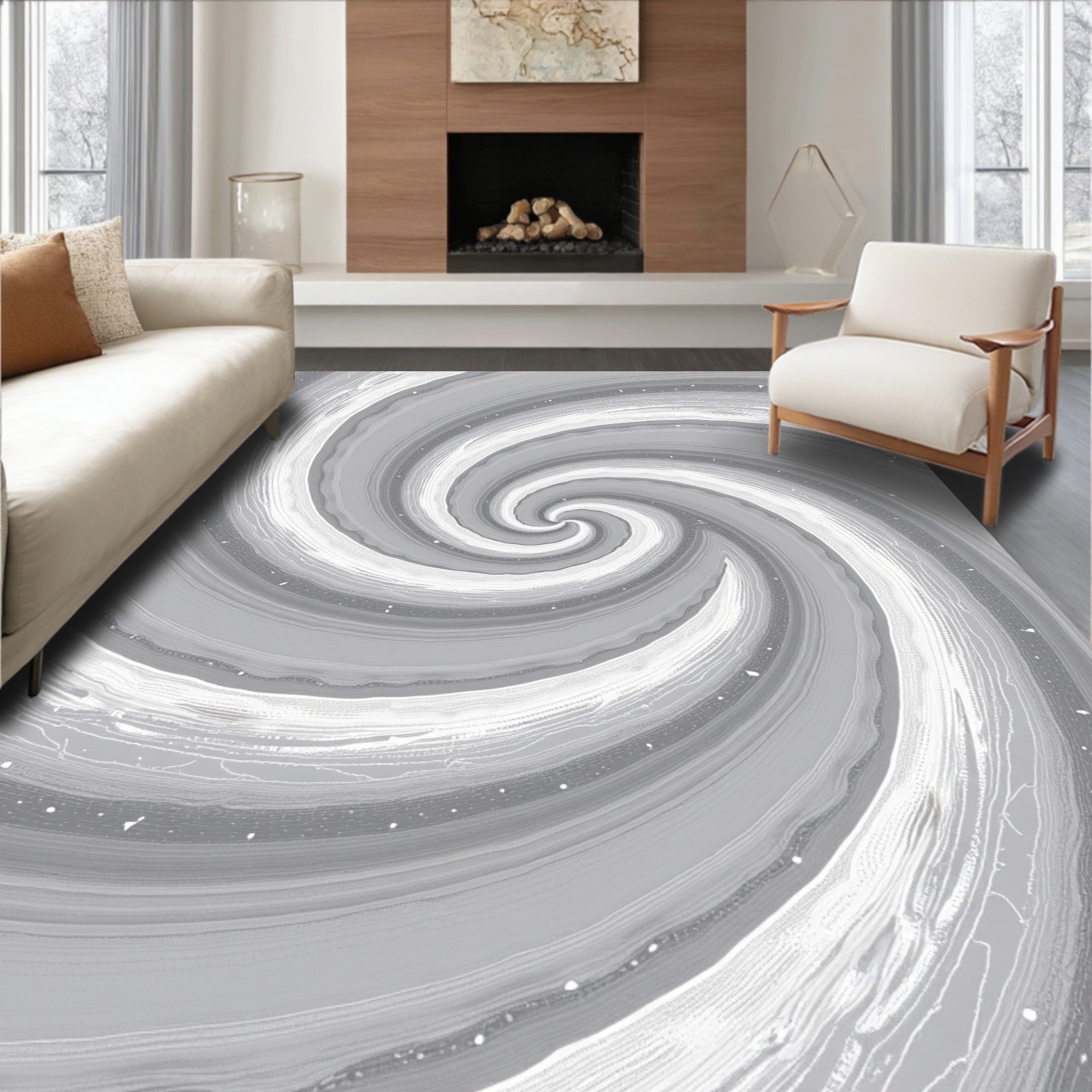 Monochromatic Swirl Texture Rug