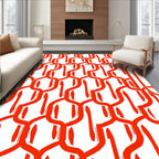 Ornamental Red And White Pattern Rug