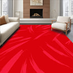 Bold Red Brushstroke Abstract Design Rug