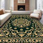 Vintage Floral Green Gold Pattern Rug