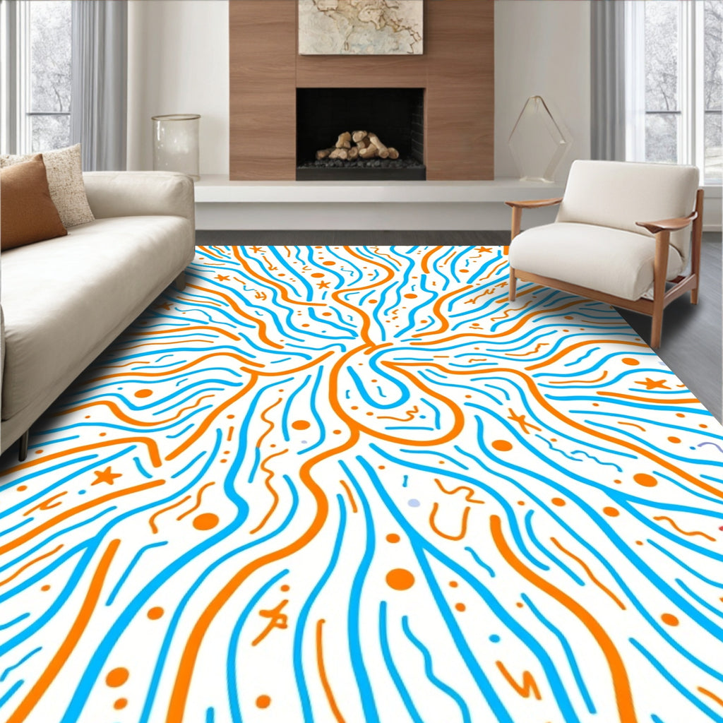 Bright Wavy Lines Abstract Pattern Rug