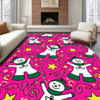Whimsical Snowman Star Party Rug