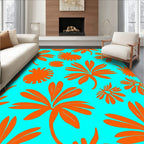 Tropical Orange Foliage Pattern Rug
