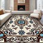 Ornate Floral With Blue Accents Rug