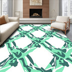 Abstract Green Geo Mesh Design Rug