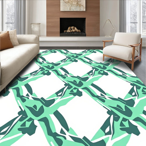 Abstract Green Geo Mesh Design Rug