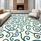 Teal Swirl Patterned Design Rug