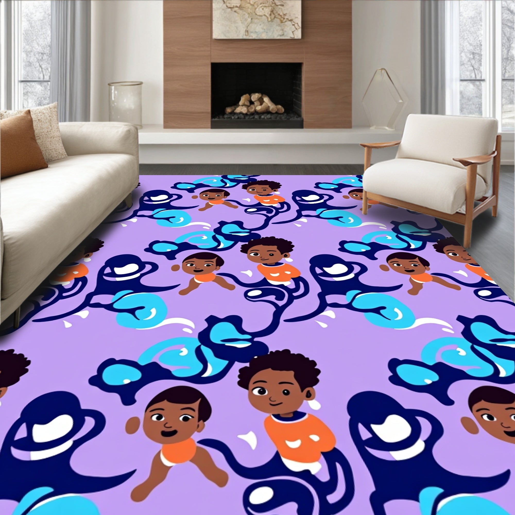 Whimsical Children Playful Abstract Patterns Rug