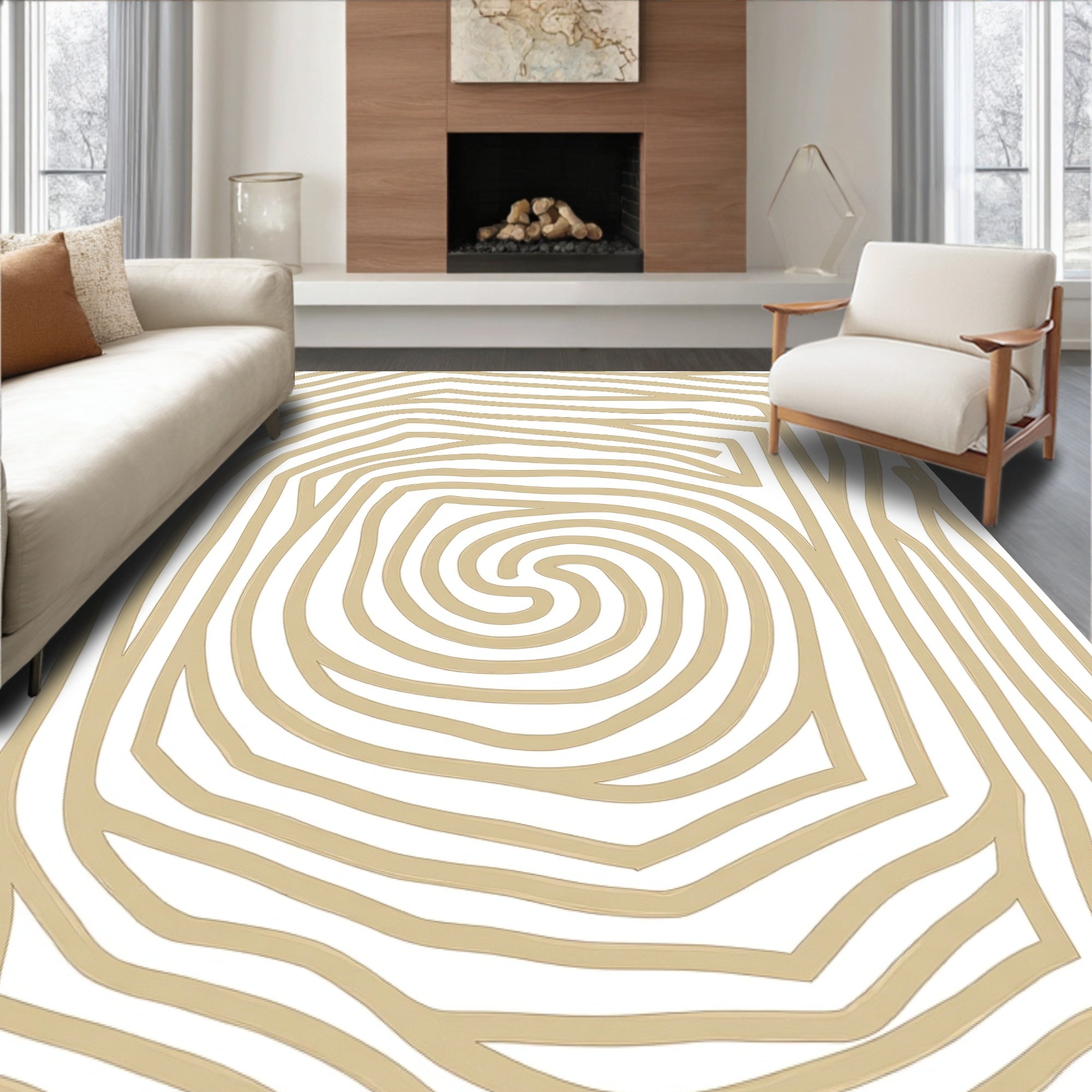 Abstract Swirl Line Pattern Rug