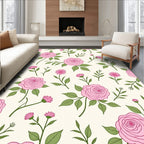 Charming Pink Rose Floral Pattern Rug
