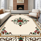 Ornate Floral Scrollwork Border Design Rug